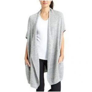 Athleta Gray Restful Cocoon Ribbed Wrap Oversized Long Cardigan Duster – Size S